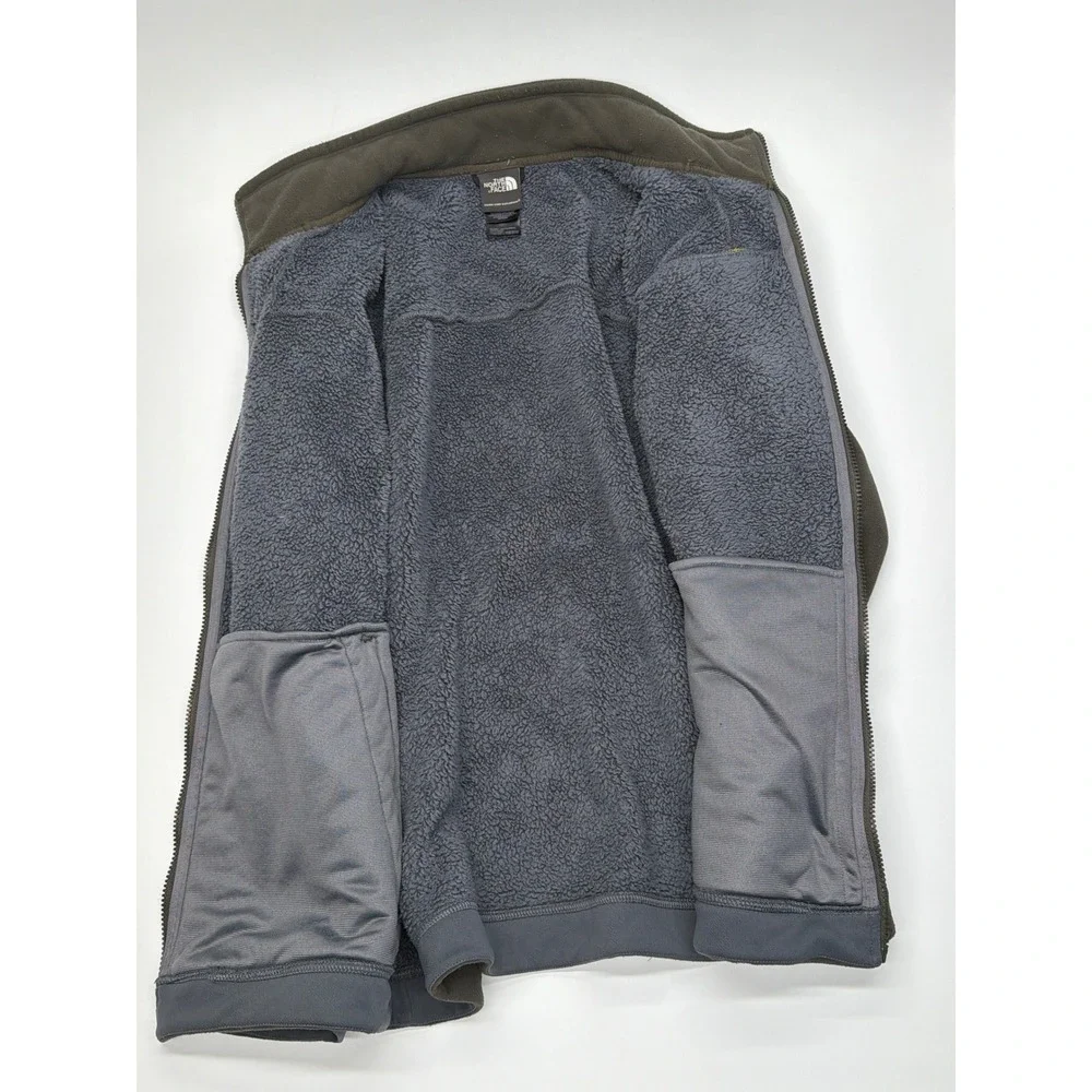The North Face Mens Full Zip Sherpa Lined Fleece Jacket‎ Olive Green Grey Large